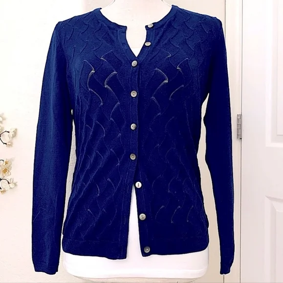 Talbots Colbalt Blue Cardigan Size Small - Picture 7 of 13